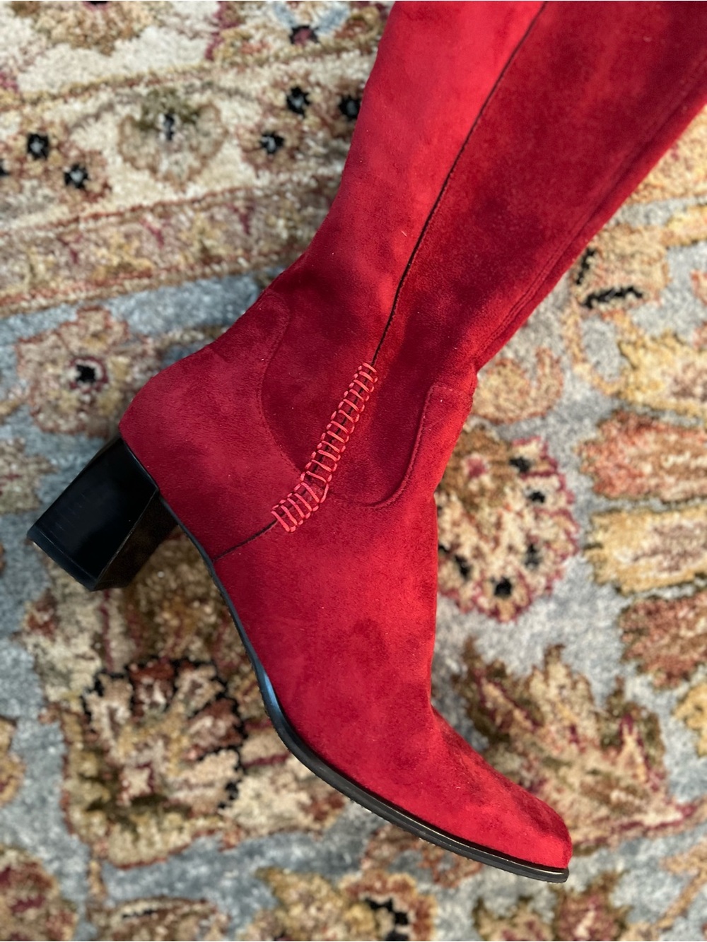 Red Faux Suede Women's Boots by Franco Sarto - Picture 3 of 8